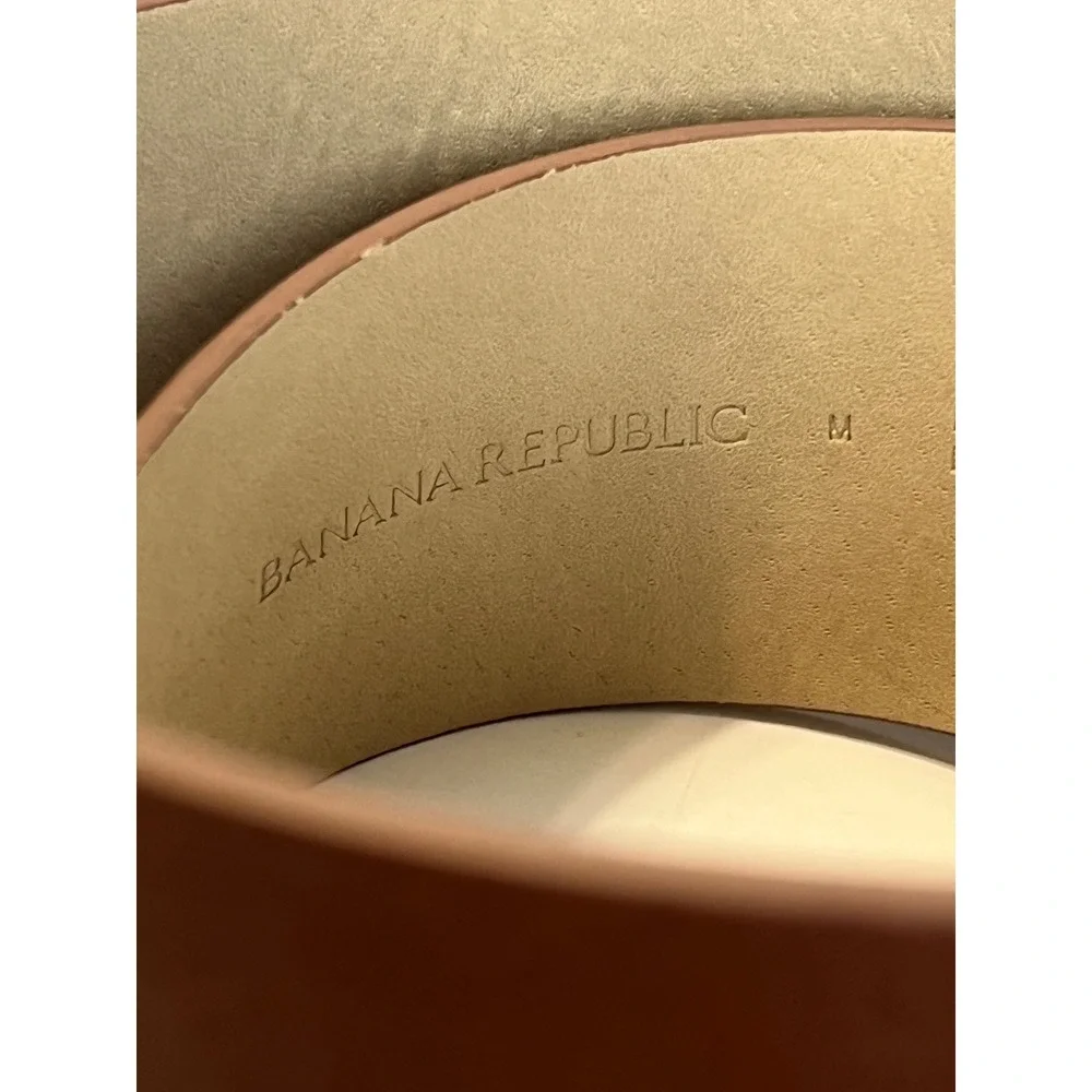 Banana Republic Womens Wide Brown Leather Waist Belt Gold Buckle Size Medium 32